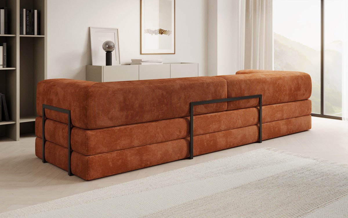 Luxuriöses Designer Cord Sofa XXL: 3-Sitzer mit Schlaffunktion & Stauraum