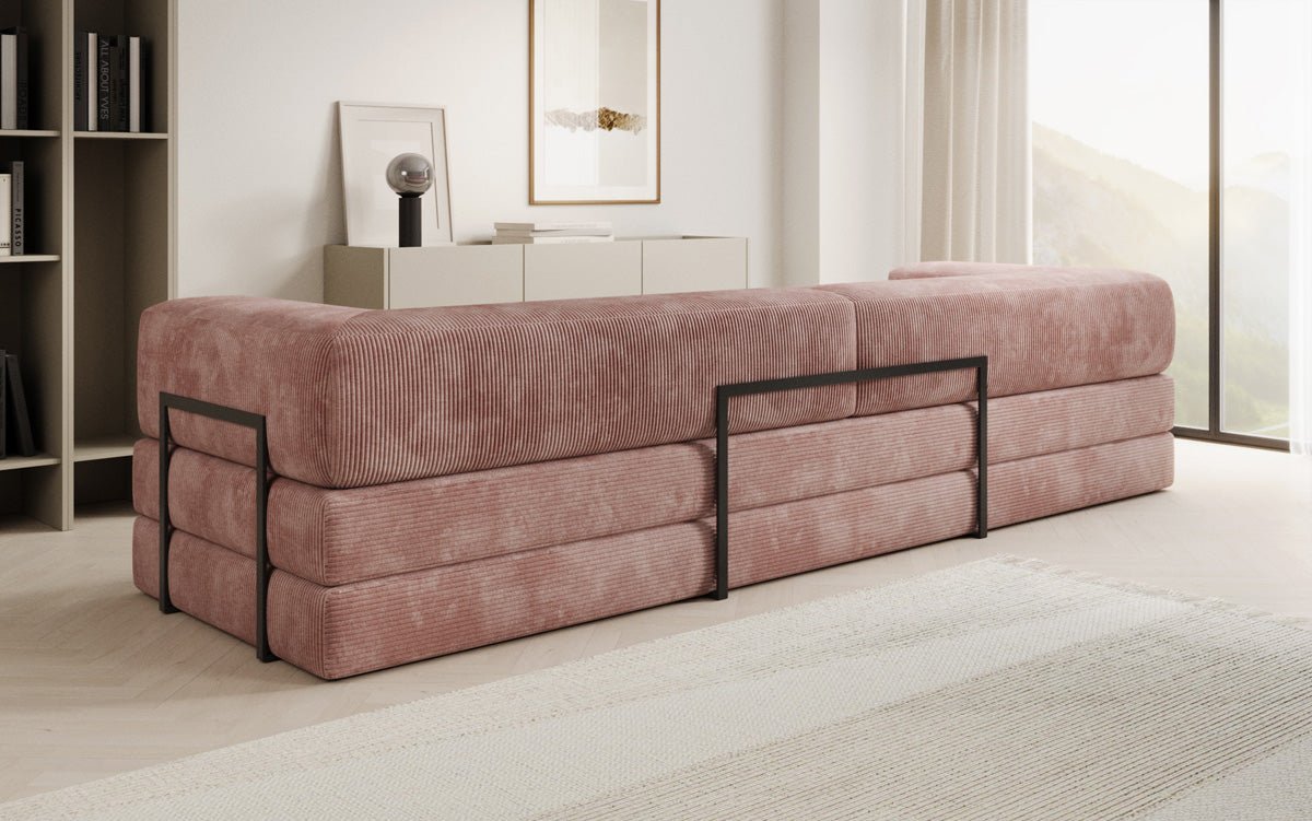 Luxuriöses Designer Cord Sofa XXL: 3-Sitzer mit Schlaffunktion & Stauraum