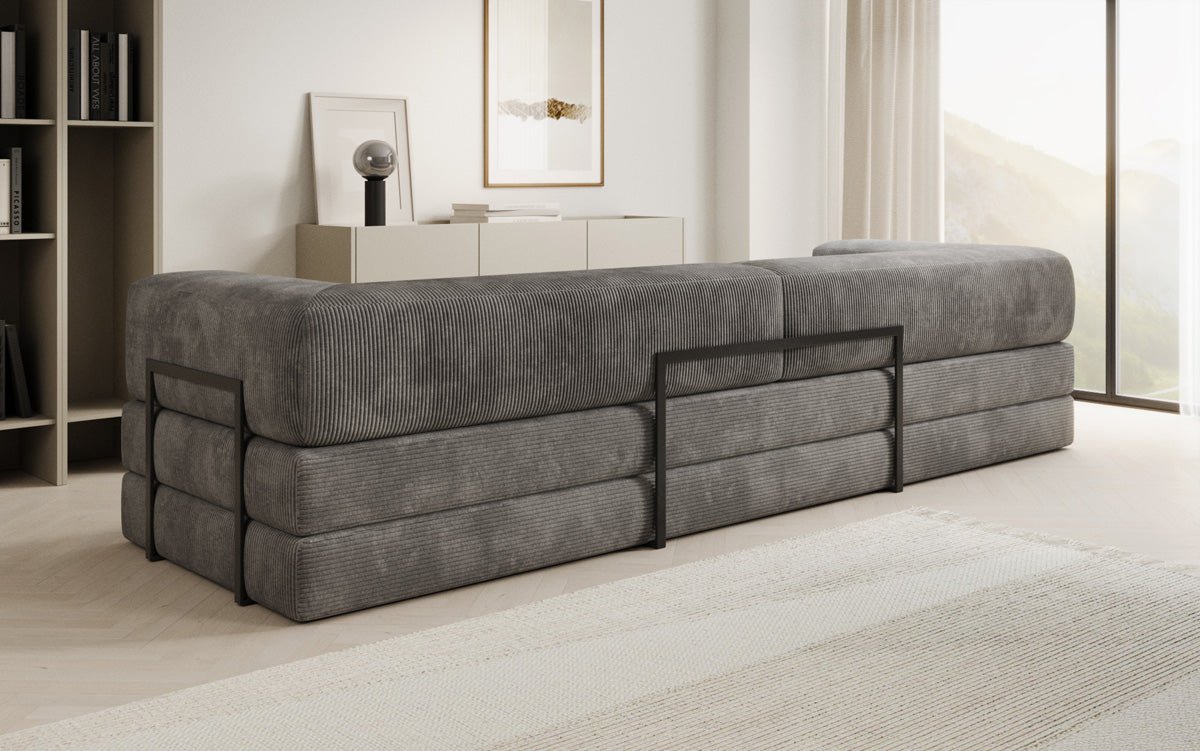 Luxuriöses Designer Cord Sofa XXL: 3-Sitzer mit Schlaffunktion & Stauraum