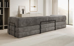 Lade das Bild in den Galerie-Viewer, Luxuriöses Designer Cord Sofa XXL: 3-Sitzer mit Schlaffunktion &amp; Stauraum
