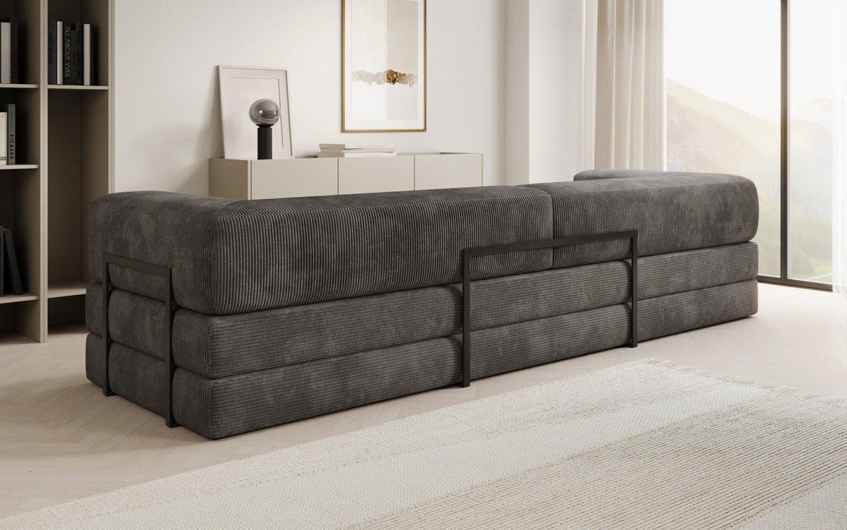 Luxuriöses Designer Cord Sofa XXL: 3-Sitzer mit Schlaffunktion & Stauraum