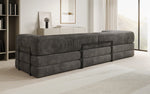 Lade das Bild in den Galerie-Viewer, Luxuriöses Designer Cord Sofa XXL: 3-Sitzer mit Schlaffunktion &amp; Stauraum
