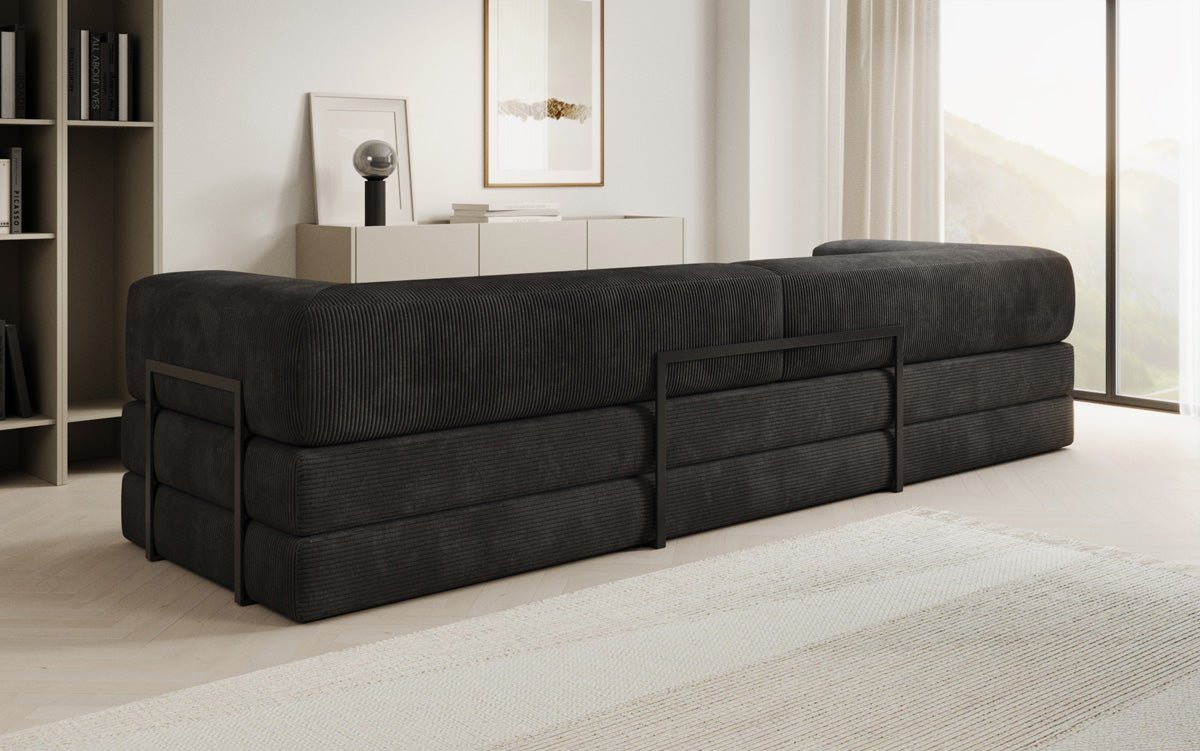 Luxuriöses Designer Cord Sofa XXL: 3-Sitzer mit Schlaffunktion & Stauraum