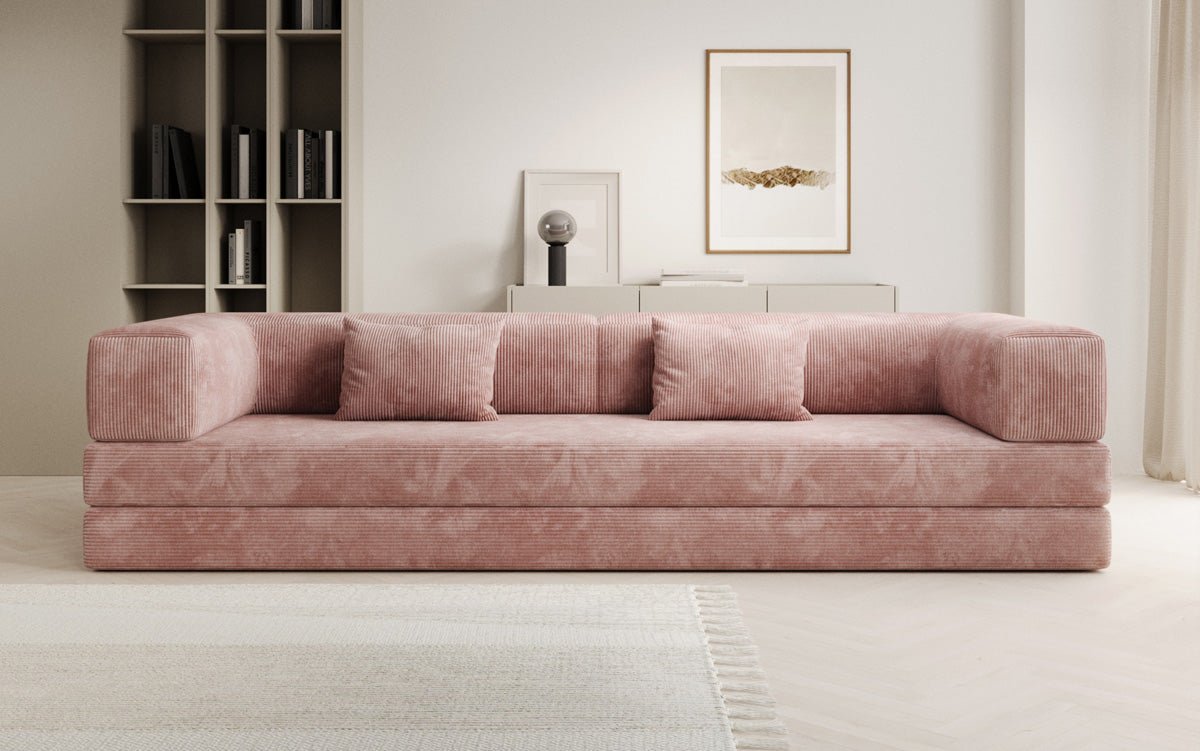 Luxuriöses Designer Cord Sofa XXL: 3-Sitzer mit Schlaffunktion & Stauraum