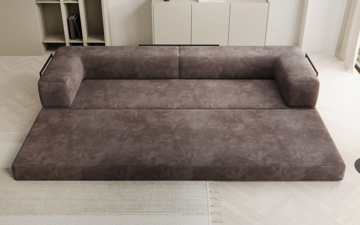 Luxuriöses Designer Cord Sofa XXL: 3-Sitzer mit Schlaffunktion & Stauraum