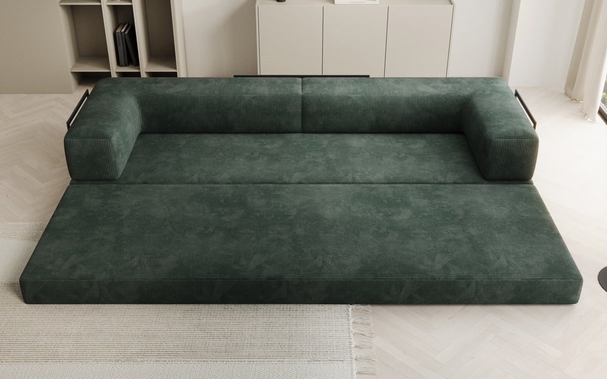 Luxuriöses Designer Cord Sofa XXL: 3-Sitzer mit Schlaffunktion & Stauraum