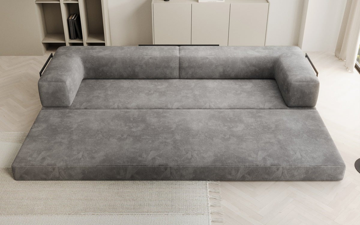 Luxuriöses Designer Cord Sofa XXL: 3-Sitzer mit Schlaffunktion & Stauraum