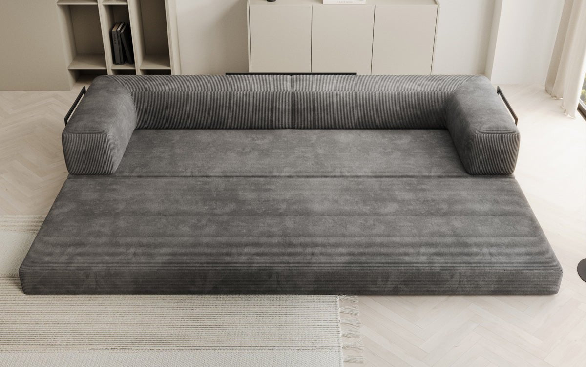 Luxuriöses Designer Cord Sofa XXL: 3-Sitzer mit Schlaffunktion & Stauraum