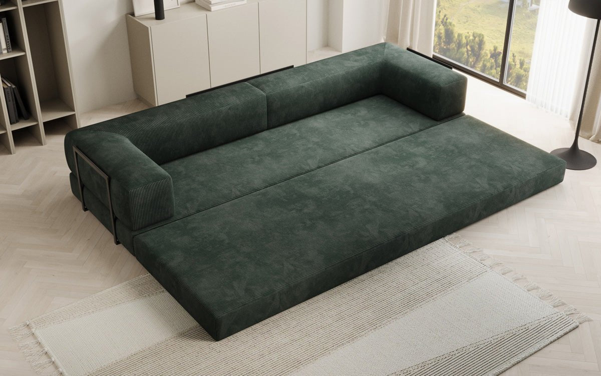 Luxuriöses Designer Cord Sofa XXL: 3-Sitzer mit Schlaffunktion & Stauraum