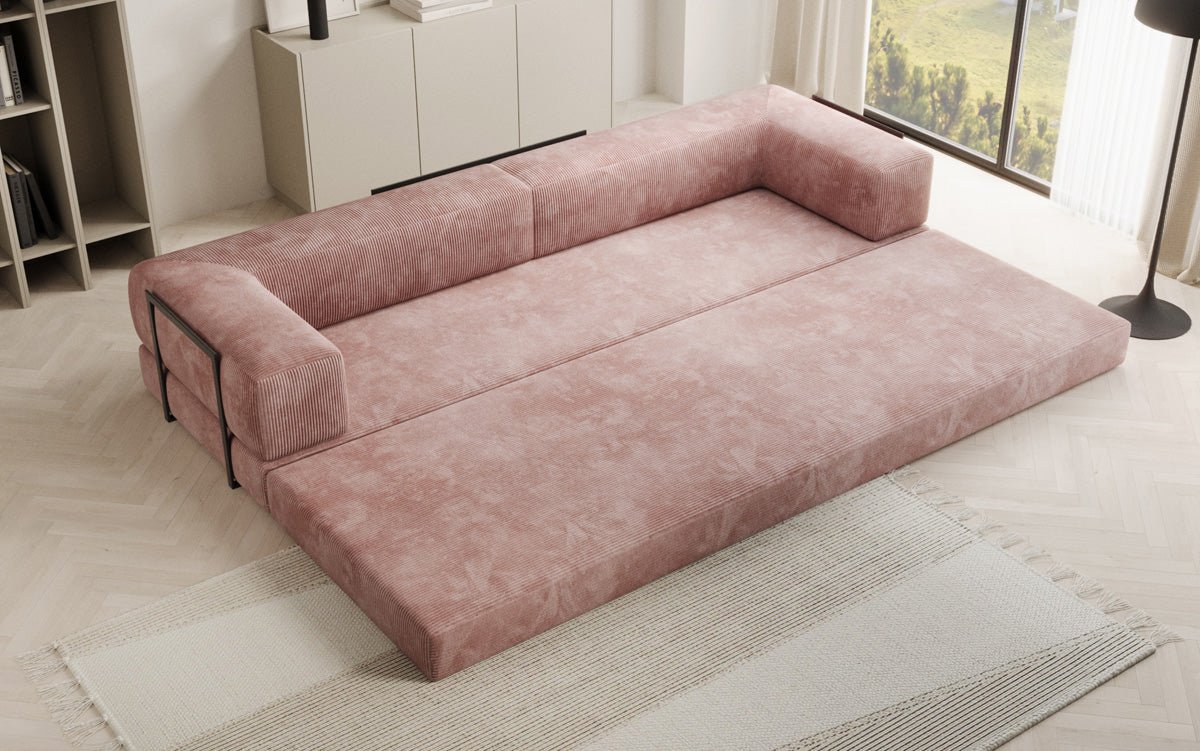 Luxuriöses Designer Cord Sofa XXL: 3-Sitzer mit Schlaffunktion & Stauraum