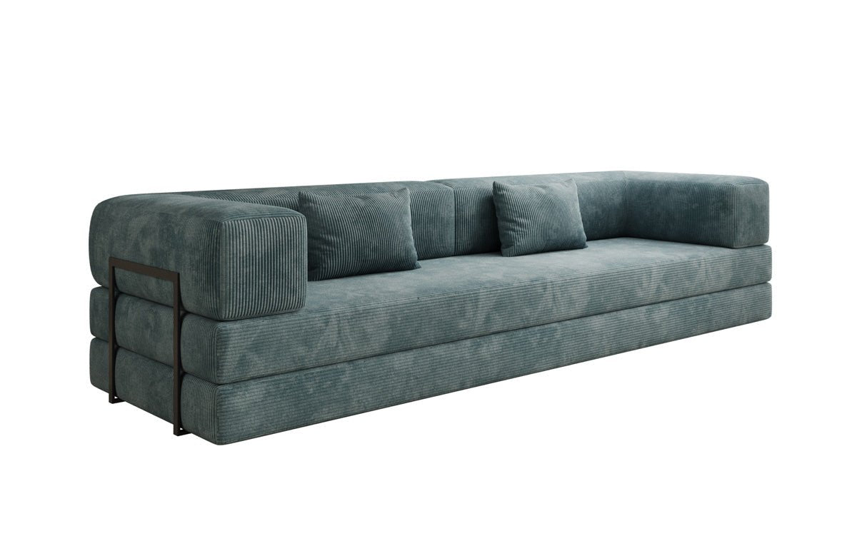 Luxuriöses Designer Cord Sofa XXL: 3-Sitzer mit Schlaffunktion & Stauraum