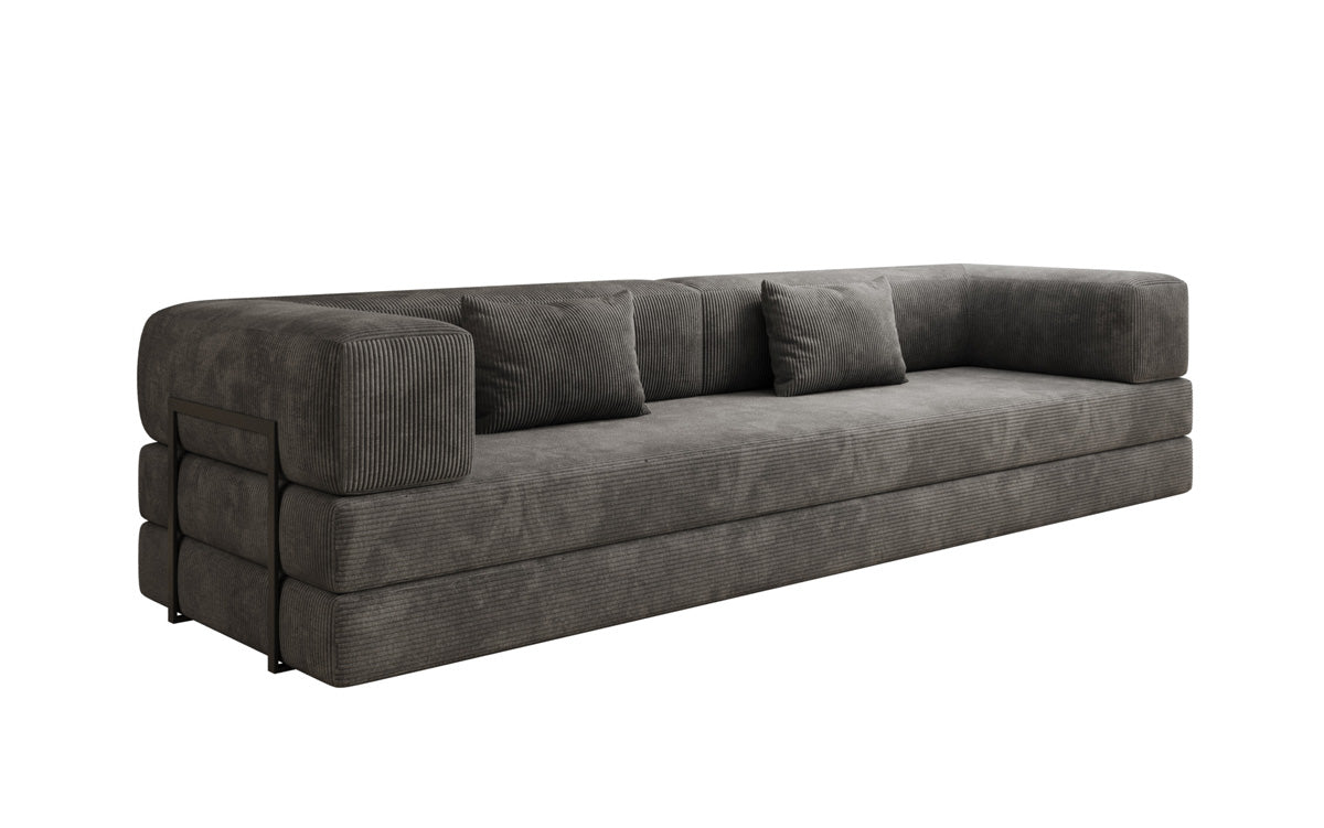 Luxuriöses Designer Cord Sofa XXL: 3-Sitzer mit Schlaffunktion & Stauraum