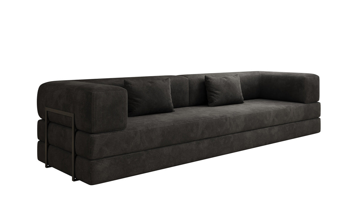 Luxuriöses Designer Cord Sofa XXL: 3-Sitzer mit Schlaffunktion & Stauraum
