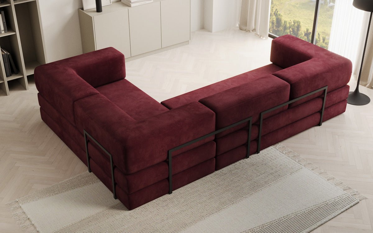 Luxuriöses Samt Ecksofa Lazy L mit Schlaffunktion und cleverem Stauraum