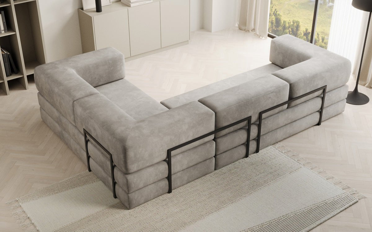 Luxuriöses Samt Ecksofa Lazy L mit Schlaffunktion und cleverem Stauraum