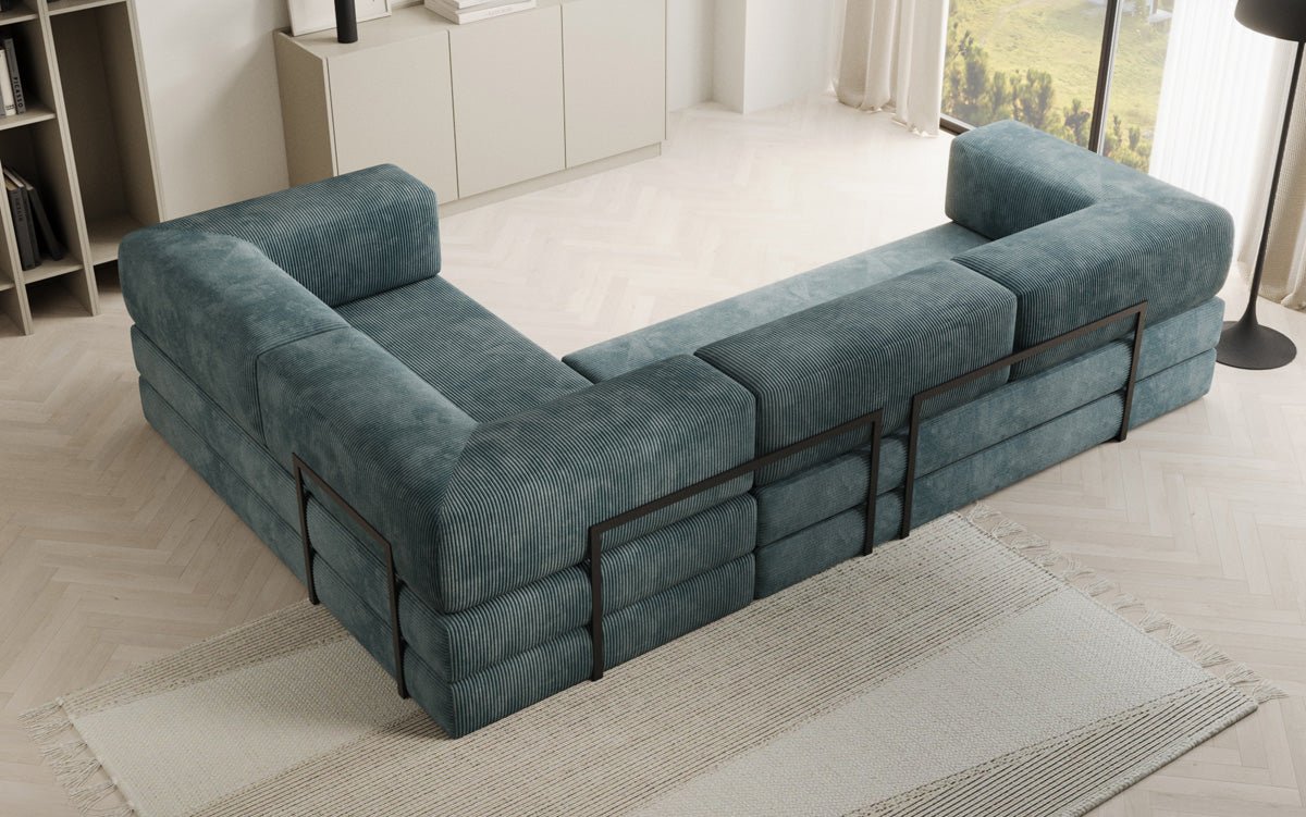Modernes Designer L-Ecksofa Cord Beige Lounge mit Schlaffunktion Stauraum