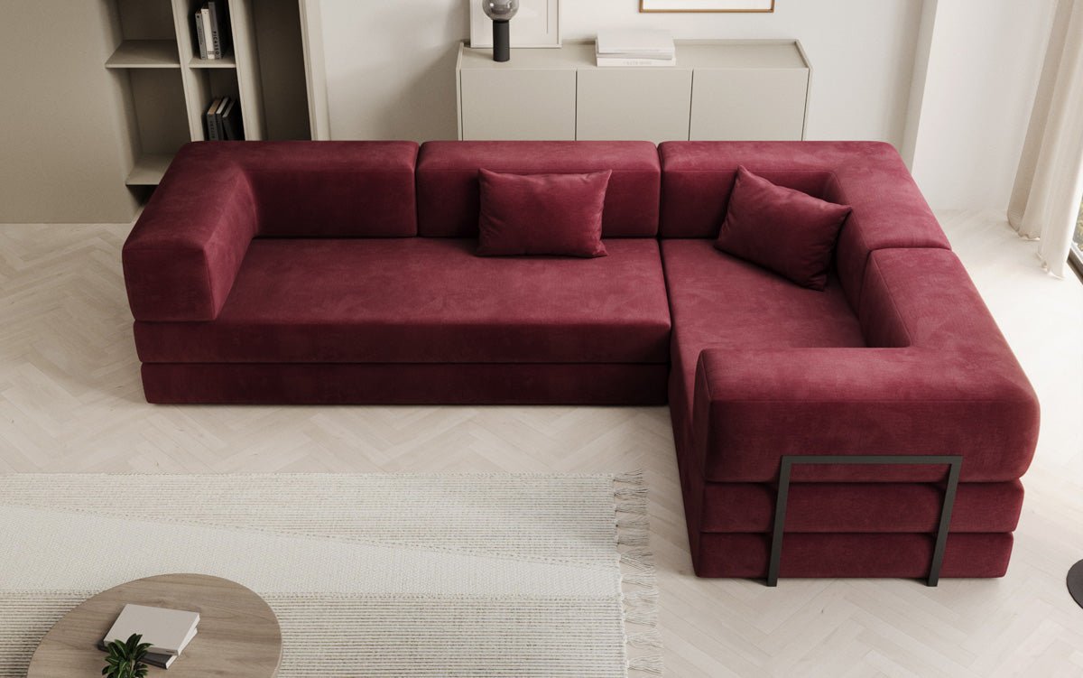 Luxuriöses Samt Ecksofa Lazy L mit Schlaffunktion und cleverem Stauraum