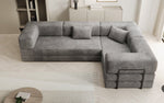 Lade das Bild in den Galerie-Viewer, Modernes Designer L-Ecksofa Cord Beige Lounge mit Schlaffunktion Stauraum
