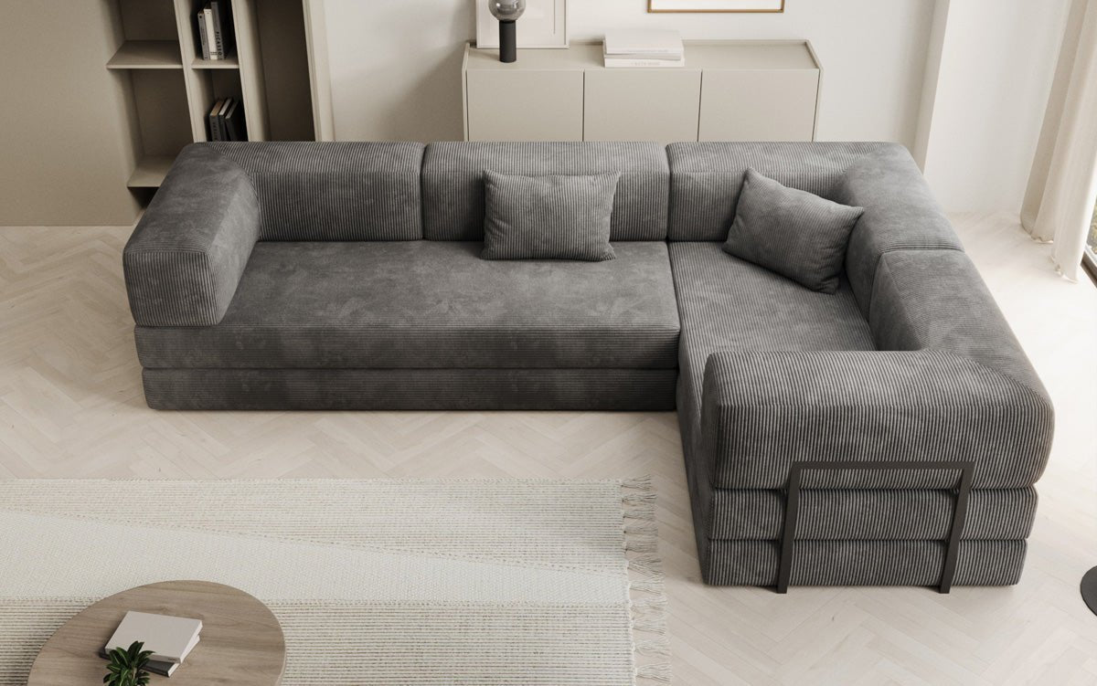 Modernes Designer L-Ecksofa Cord Beige Lounge mit Schlaffunktion Stauraum