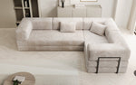 Lade das Bild in den Galerie-Viewer, Modernes Designer L-Sofa: Komfortables Cord-Ecksofa mit Schlaffunktion und Stauraum

