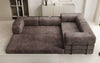 Modernes Designer L-Ecksofa Cord Beige Lounge mit Schlaffunktion Stauraum