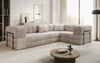 Modernes Designer L-Ecksofa Cord Beige Lounge mit Schlaffunktion Stauraum