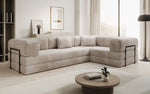 Lade das Bild in den Galerie-Viewer, Modernes Designer L-Ecksofa Cord Beige Lounge mit Schlaffunktion Stauraum
