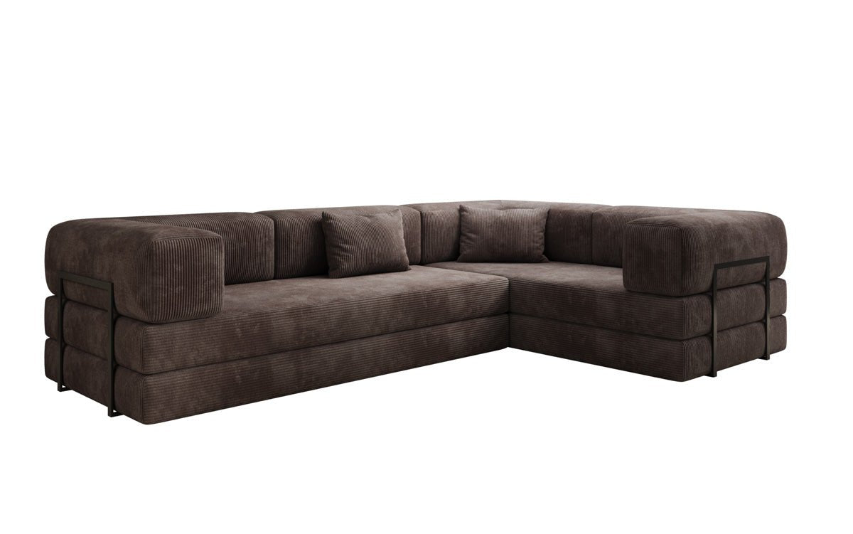 Modernes Designer L-Sofa: Komfortables Cord-Ecksofa mit Schlaffunktion und Stauraum