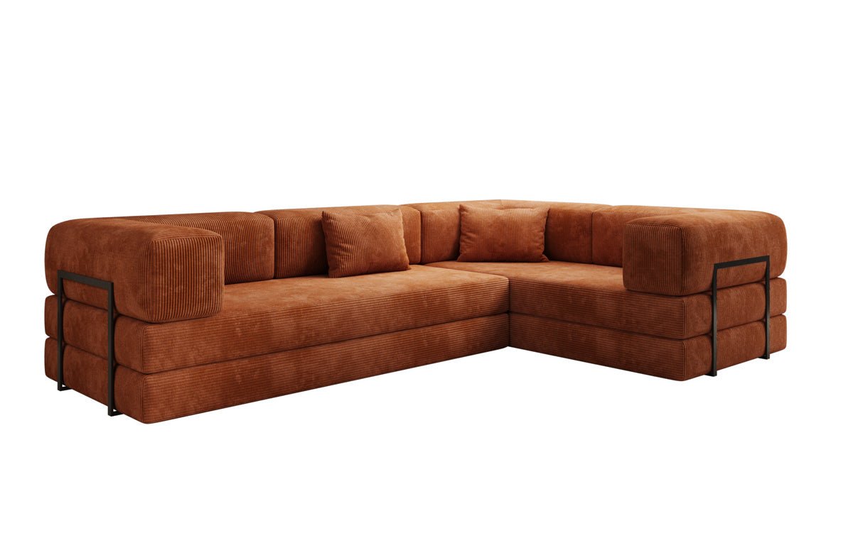 Modernes Designer L-Ecksofa Cord Beige Lounge mit Schlaffunktion Stauraum