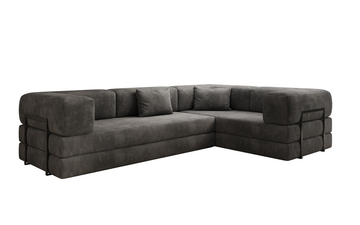 Modernes Designer L-Ecksofa Cord Beige Lounge mit Schlaffunktion Stauraum