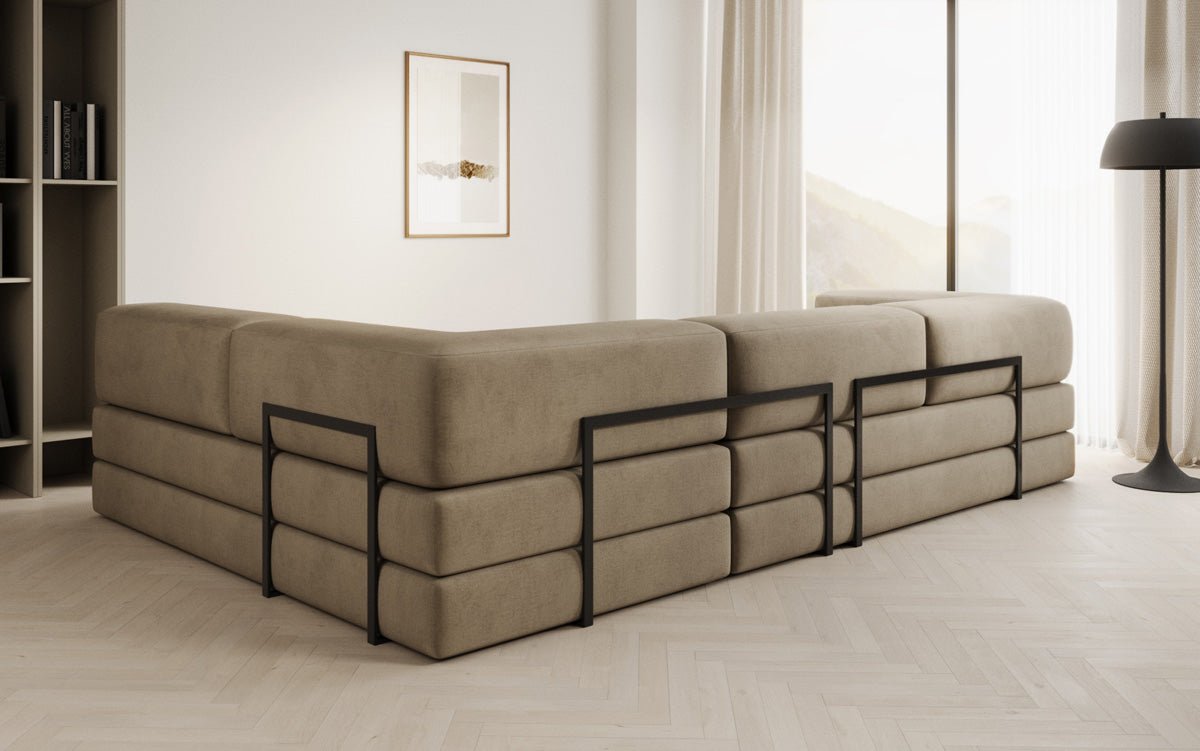 Luxuriöses L-förmiges Samt Designer Sofa mit Schlaffunktion und Stauraum