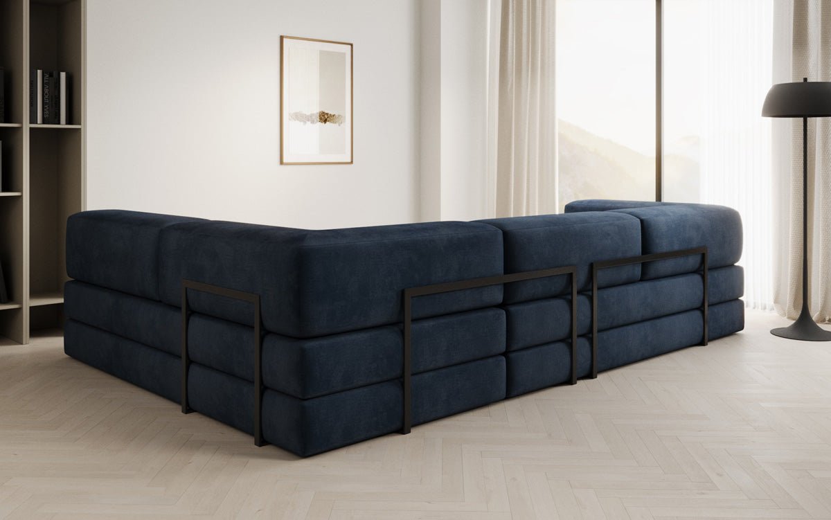 Luxuriöses L-förmiges Samt Designer Sofa mit Schlaffunktion und Stauraum