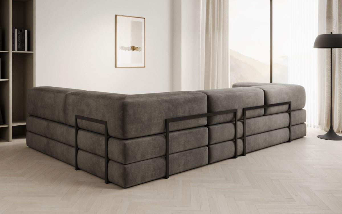 Luxuriöses L-förmiges Samt Designer Sofa mit Schlaffunktion und Stauraum