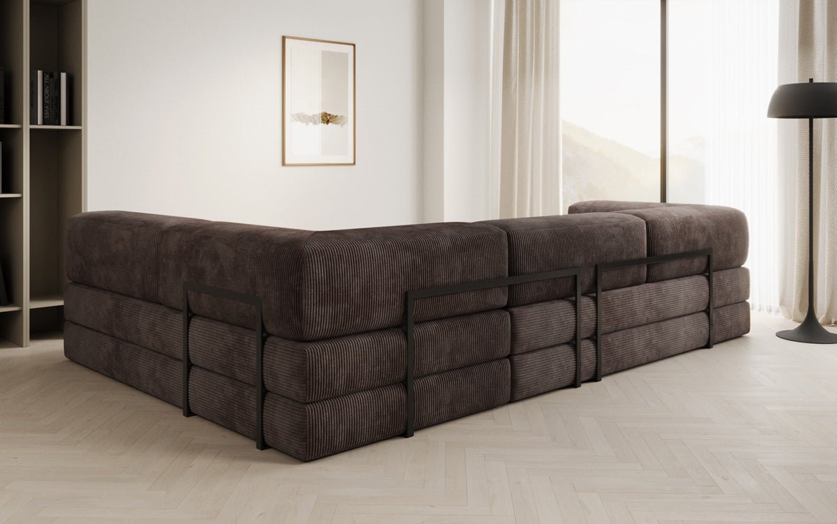 Luxuriöses Design Ecksofa Lazy L: Cordstoff, Schlaffunktion, Stauraum