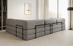 Lade das Bild in den Galerie-Viewer, Luxuriöses L-förmiges Bouclé-Sofa mit Schlaffunktion und Stauraum
