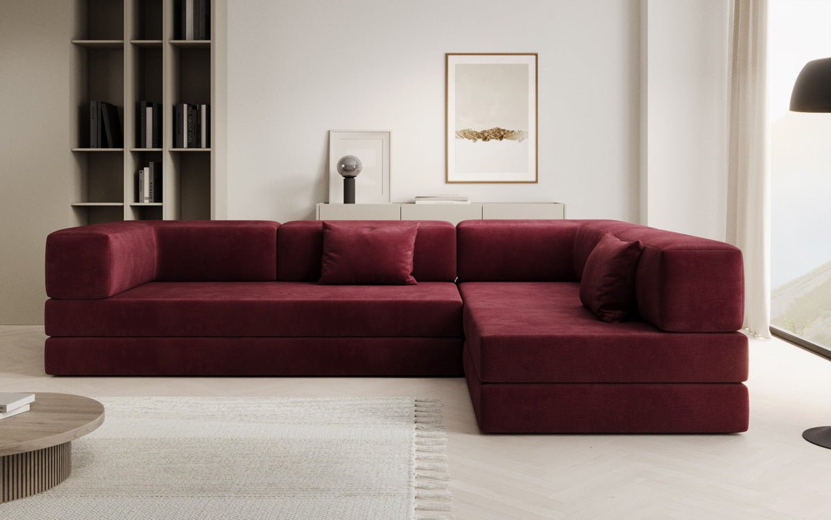 Luxuriöses L-förmiges Samt Designer Sofa mit Schlaffunktion und Stauraum
