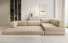 Luxuriöses L-förmiges Bouclé-Sofa mit Schlaffunktion und Stauraum