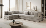 Lade das Bild in den Galerie-Viewer, Luxuriöses L-förmiges Samt Designer Sofa mit Schlaffunktion und Stauraum
