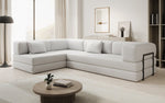 Lade das Bild in den Galerie-Viewer, Luxuriöses L-förmiges Bouclé-Sofa mit Schlaffunktion und Stauraum
