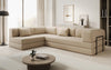 Luxuriöses L-förmiges Bouclé-Sofa mit Schlaffunktion und Stauraum
