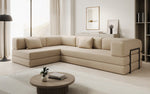 Lade das Bild in den Galerie-Viewer, Designer Lazy L Ecksofa Bouclé Bezug mit Schlaffunktion und Praktischem Stauraum
