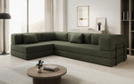 Lade das Bild in den Galerie-Viewer, Luxuriöses L-förmiges Bouclé-Sofa mit Schlaffunktion und Stauraum
