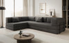 Luxuriöses L-förmiges Bouclé-Sofa mit Schlaffunktion und Stauraum