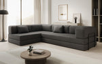 Lade das Bild in den Galerie-Viewer, Luxuriöses L-förmiges Bouclé-Sofa mit Schlaffunktion und Stauraum
