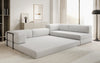 Luxuriöses L-förmiges Bouclé-Sofa mit Schlaffunktion und Stauraum
