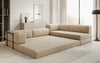 Luxuriöses L-förmiges Bouclé-Sofa mit Schlaffunktion und Stauraum