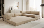 Lade das Bild in den Galerie-Viewer, Luxuriöses L-förmiges Bouclé-Sofa mit Schlaffunktion und Stauraum
