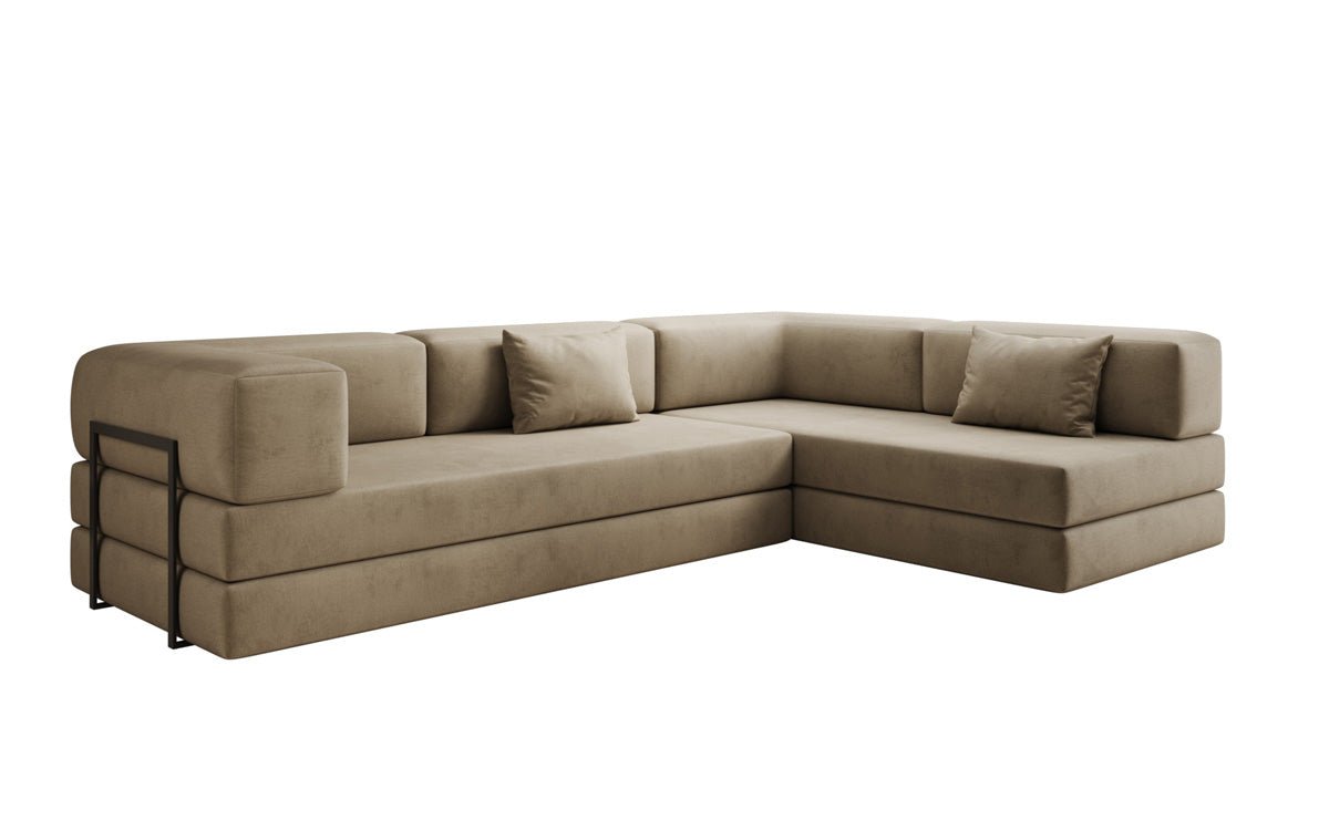 Luxuriöses L-förmiges Samt Designer Sofa mit Schlaffunktion und Stauraum