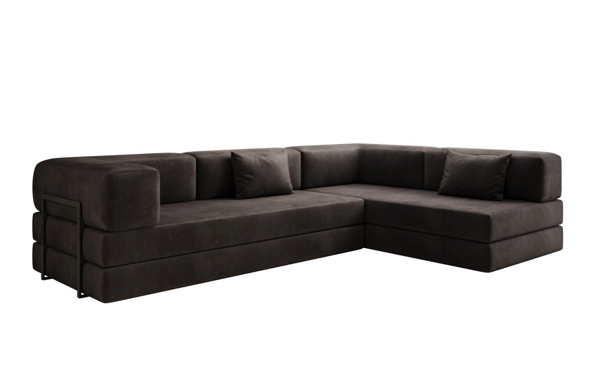 Luxuriöses L-förmiges Samt Designer Sofa mit Schlaffunktion und Stauraum