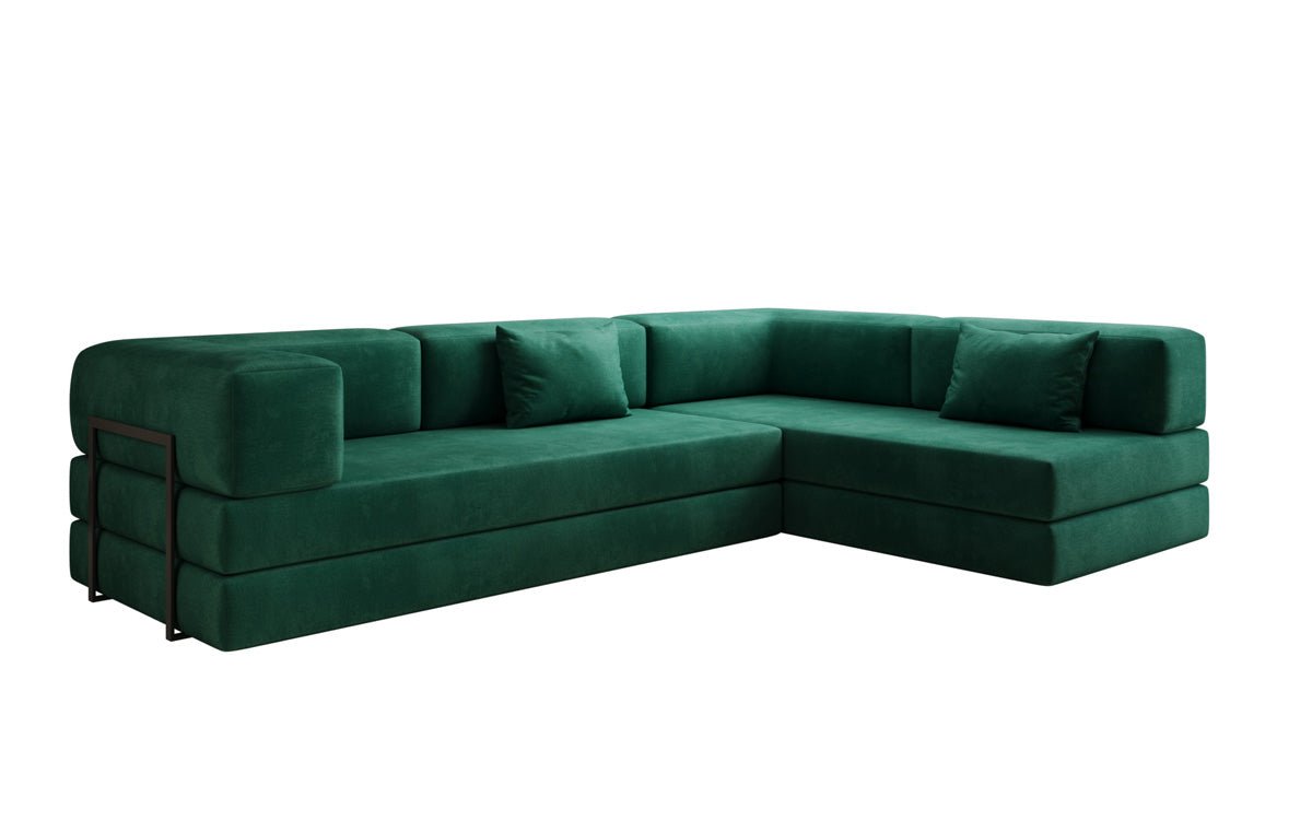 Luxuriöses L-förmiges Samt Designer Sofa mit Schlaffunktion und Stauraum